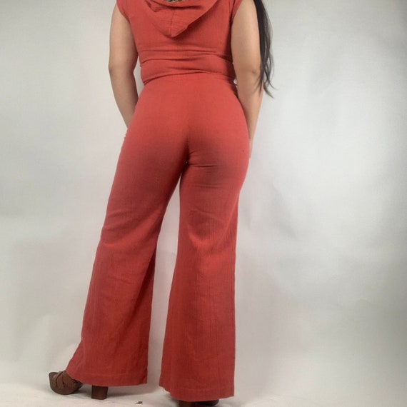 vintage 70s hooded bellbottom jumpsuit - image 2