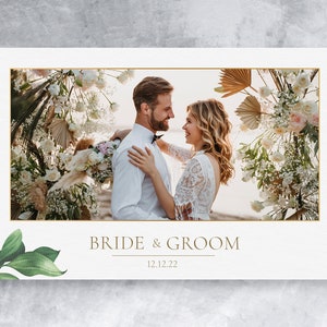 Wedding Photo Booth Template Leaves Horisontal (4x6) with PSD, PNG, dslrBooth file and font