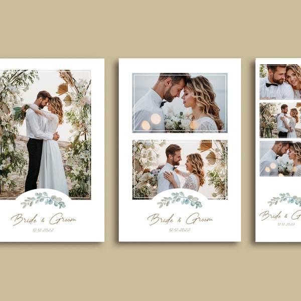 Wedding Photo Booth Template Package Summer style (4x6, 2x6) with PSD, PNG, dslrBooth file and font