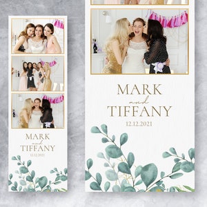 Wedding Photo Booth Strip Template (2x6) with PSD, PNG, dslrBooth file and font - LEAVES strip