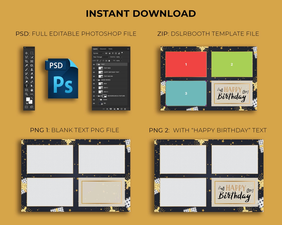 Birthday Photo Booth Template 4x6 With PSD, PNG, Dslrbooth File Etsy