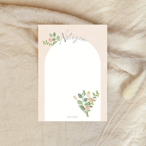 Notepad Bouquet A6 50 Sheets Notes - Shopping List - To Do List - Boho Notepad