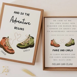 Gift box wedding hiking shoes - money gift wedding hiking - box wedding nature travel - wedding gift personalized