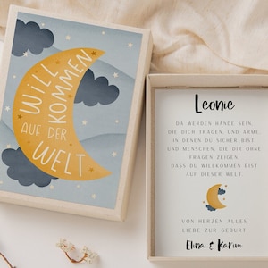 Caja de regalo para nacimiento luna dinero regalo bebé nuevos padres - regalo de nacimiento personalizado bebé