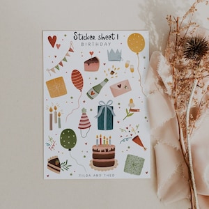 Stickerbogen Geburtstag A6 Happy Birthday Aufkleber Kalender - Bullet Journal Sticker - Sticker Sheet Planner Sticker, Geburtstags Sticker