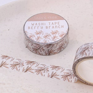 Washi Tape Zweige Klebeband Blumen / Blüten - Wiese Washi Tape - Masking Tape Bullet Journal Flower Berry Branch beige