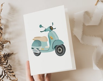 Cartolina scooter Italia biglietto pieghevole A6 biglietto di ringraziamento - cartolina con ringraziamento - idea regalo Grazie Vespa