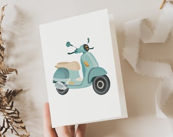 Postkarte Roller Italien Klappkarte A6 Dankeschönkarte - Postkarte Danke sagen - Geschenkidee Danke Vespa