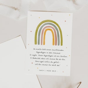 Postkarte zur Taufe Regenbogen Glückwunschkarte zur Taufe - besonderes Taufgeschenk - Taufkarte