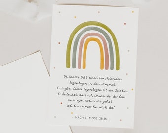 Postkarte zur Taufe Regenbogen Glückwunschkarte zur Taufe - besonderes Taufgeschenk - Taufkarte