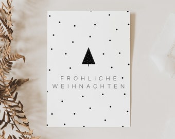Weihnachtskarte schwarz weiß A6 - weihnachtliche Grußkarte - Tannenbaum Weihnachtskarte Punkte - Postkarte minimalistisch Punkte