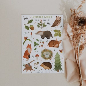 Stickerbogen Wald A6 Waldtiere Aufkleber Kalender - Haftpapier Bullet Journal Sticker - Sticker Sheet Planner Sticker, Forest Sticker