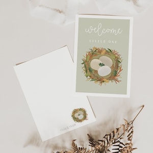 Postkarte Geburt Nest A6 Geburtskarte Baby Nest - Geburtskarte Wald - Geburtsgeschenk Eltern - Glückwunschkarte Baby