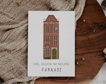 Postkarte Einzug A6 Grußkarte zum Umzug - Geschenk zum Einzug "Viel Glück im neuen Zuhause"