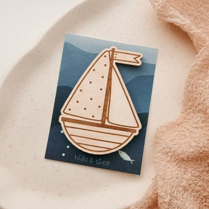 XL magnet ship made of wood gift baptism gift inauguration fridge magnet boat communion gift boat magnet image 1