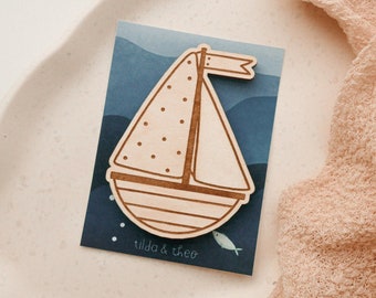 XL magnet ship made of wood gift baptism - gift inauguration - fridge magnet boat - communion gift - boat magnet