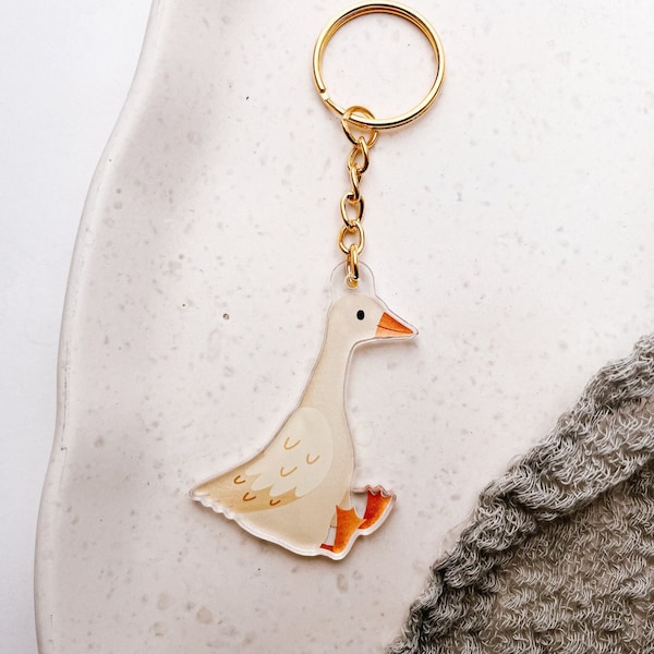 Schlüsselanhänger Gans aus Acryl Geschenk Schulanfang - Geschenk Wohnung - Schlüssel Tier - Schulanfang Geschenk Schlüssel Ente