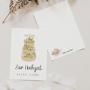 Postkarte Hochzeit Glückwünsche Hochzeitstorte - A6 Hochzeitskarte Hochzeit - Glückwünsche zur Hochzeit - Postkarte Torte