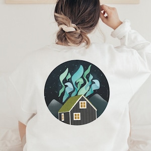 Pullover Island Nordlichter Skandinavien Sweater - Kleidung Iceland Souvenir - Adventure Wandern Sweatshirt - Cottagecore-Style