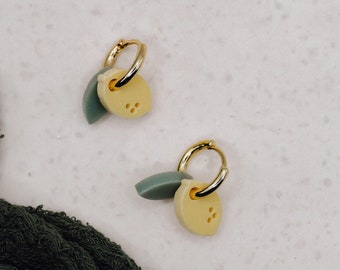 Earrings lemon hoop earrings made of acrylic 18k gold-plated lemon - lightweight stud earrings fruits - allergy-friendly gift idea earrings