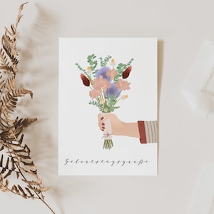 Geburtstagskarte Blumenstrauß Postkarte - Glückwünsche zum Geburtstag - Postkarte Geburtstagsgrüße