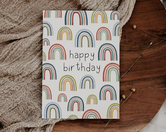 Geburtstagskarte Regenbogen A6 Postkarte zum Geburtstag - happy birthday Karte Kinder Regenbögen