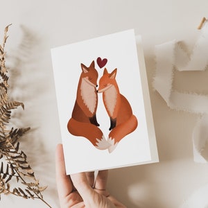 Hochzeitskarte Fuchs Liebe Postkarte Füchse Hochzeitstag - Valentinstag Jahrestag Postkarte Fuchs - Grußkarte Hochzeit Füchse Kuss