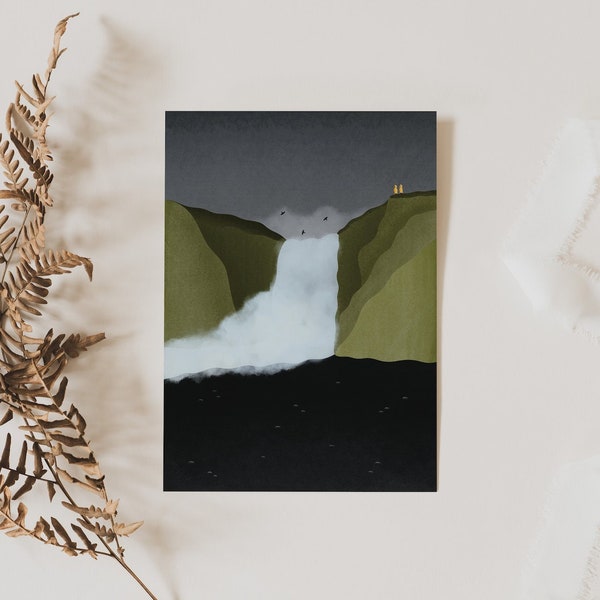 Postkarte Wasserfall Island Skogafoss A6 Karte Reise - Postkarte Iceland Waterfall - Geschenkverpackung Reise - Postkarte Island Natur