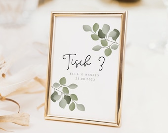 Table numbers wedding eucalyptus - poster table number - wedding decoration table decoration - sign wedding - poster wedding decoration - ELLA 002