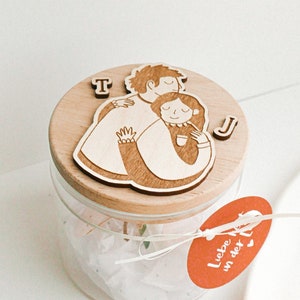 Storage Jar Wedding Gift Couple Personalized Gift Wedding Gift Anniversary Names Money Gift Packaging Jar Love image 1