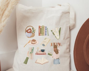Tote bag, book bag, book lover's bag - library bag - gift for reading - gift idea for books - jute bag for books