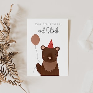 Tarjeta de cumpleaños oso A6 tarjeta oso de cumpleaños - felicitaciones por su cumpleaños - postal para niños