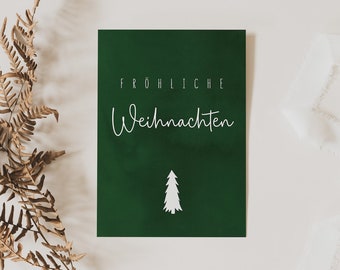 Christmas card Christmas tree A6 Christmas greeting card green - Postcard Merry Christmas - Christmas card minimalist