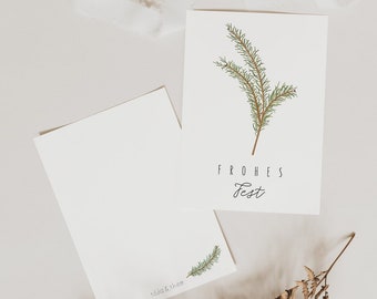 Christmas card branch A6 Christmas greeting card - fir branch Christmas card - greeting card contemplative Christmas time - postcard branch