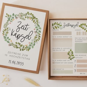 Time capsule wedding to fill out eucalyptus wreath - cards in A6 - creative alternative to the guest book - question cards to fill out wedding