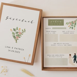 Gästebuchkarten Hochzeit 10 Karten in A5 - kreative Alternative zum Gästebuch - Fragekarten zum Ausfüllen