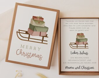 Caja de regalo para trineo de Navidad - Regalo de dinero de Navidad - Embalaje de dinero de regalo de Navidad personalizado