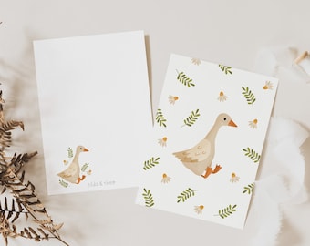 Postkarte Gans A6 Postkarte Kinder Ente - Glückwünsche Geburtstag Kinderkarte Postkarte Geburtstagsgrüße Tiere - Geschenkverpackung Kinder