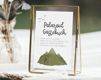 Guest Book Wedding Polaroid Sign Mountains - Poster Alternative Guest Book Wedding Travel Adventure - Sign Notice - Guest Book Photo Wedding