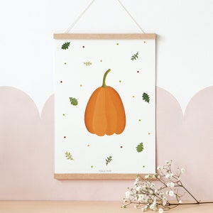 Poster Herbst Kürbis Kunstdruck Pumpkin - Wanddeko Herbst - Kinderposter Herbst - Kürbis Poster - Geschenk Herbst