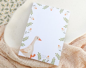 Notepad goose flowers A6 50 sheets of notes - notepad children - shopping list - to do list - boho notepad - children's shopping list