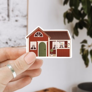 Sticker Schweden Haus Vinyl Aufkleber Schweden Kiss Cut - Sweden House Sticker - Aufkleber Wasserflasche - Abziehbild wasserdicht Aufkleber