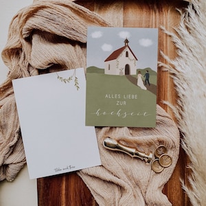 Postkarte Hochzeit Glückwünsche Kirche - A6 Hochzeitskarte Hochzeit - Glückwünsche zur kirchlichen Hochzeit - Postkarte Ehepaar