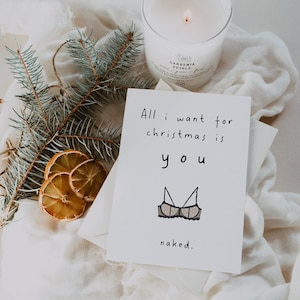 Weihnachtskarte witzig "All i want for Christmas is you - naked"  -  A6 Weihnachtskarte für den Partner -  witzige Weihnachtskarte