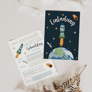 Einladungskarten Weltall Kindergeburtstag - Kindergeburtstagseinladung Space-Party - Einladung zum Kindergeburtstag Astronauten Feier
