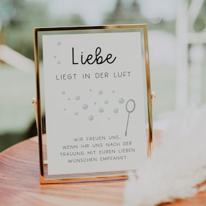 Soap Bubbles Sign Wedding - Love is in the Air - Wedding Decoration - Blowing Soap Bubbles - Welcome Sign Marriage Ceremony - Wedding