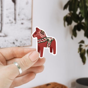 Sticker Dala Horse Vinyl Sticker Sweden Kiss Cut - Sweden Horse Sticker - Sticker Water Bottle - Decal Waterproof Sticker
