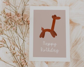Birthday Card Balloon Animal A6 Card Balloon - Birthday Greetings Postcard Balloon Animal