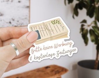 Sticker Briefkasten keine Werbung Haus Vinyl Aufkleber Zeitung - Briefkastensticker Werbung - Aufkleber Haustür wasserdicht