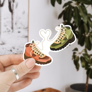 Sticker Wanderschuhe Liebe Vinyl Aufkleber Wandern - Hiking Couple Sticker - Aufkleber Wasserflasche - Abziehbild Mini